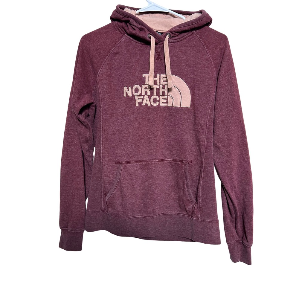 The North Face Womens Medium Burgundy Pink Logo Pullover Hoodie Sweatshirt